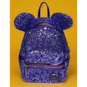 Disney Parks Loungefly Purple Potion Sequined Mini Backpack Retired NWOT